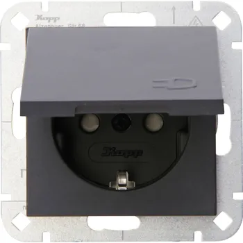 Elektrická zásuvka Kopp 1násobné vestavný zásuvka s ochranným kontaktem se sklopným víkem HK 07 antracitová 940115001 1 ks