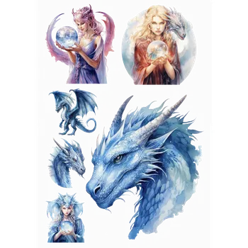 Jedlá dekorace na dort Jedlý tisk – Ledoví draci a strážkyně kouzel A4 Jedlý papír