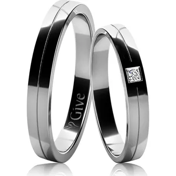 Prsten Snubní prsteny 3UE1 Varianta kamene: Briliant VS F, Barva kovu: Bílé zlato