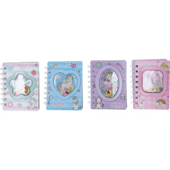 Notes 8x11,5 cm 60 stran s glitrem - jednorožec Barvy: světle modrá