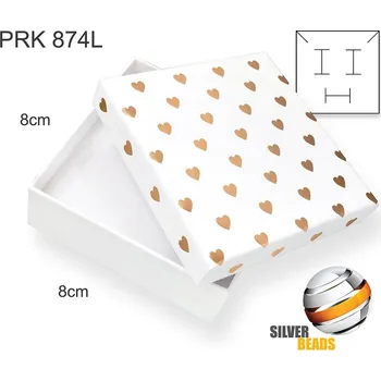 Dárková krabička Krabička na šperky. Materiál papír . Ozn. PRK 874L. Velikost 8x8cm. Barva BÍLÁ se srdíčky