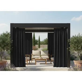 Pergola Venkovní zahradní závěs s řasící páskou GARDENIA TAPE, černá, šířka 140 cm, výška různé rozměry (cena za 1 kus) MyBestHome Rozměr: 140x200 cm