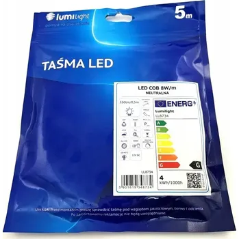 LED páska LED PÁSEK BASIC COB 12V 8W/M IP20 NEUTRÁLNÍ BÍLÁ 5M LL8734