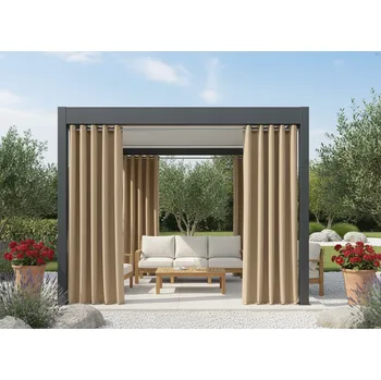 Pergola Venkovní zahradní závěs s kroužky GARDENIA RING béžová, šířka 140 cm, výška různé rozměry (cena za 1 kus) MyBestHome Rozměr: 140x200 cm