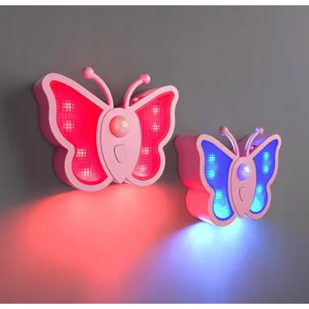 Lampička Noční Lampa LED Figurka RGB 3D Gravírovaná - Motýl / Motýlek - Zvířátko