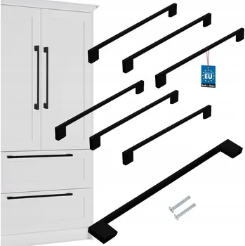 Nábytkové kování SADA 6x NÁBYTKOVÁ ÚCHYTKA ČERNÁ MADLO 256 PRO NÁBYTEK SKŘÍŇKY ZÁSUVKY DO KUCHYNĚ