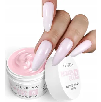 Lak na nehty Claresa Rubber Gel gel pro modeláž nehtů UV/LED 8 světle růžová 45g