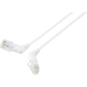 Datový kabel Renkforce RF-6071560 RJ45 síťové kabely, propojovací kabely CAT 6 U/UTP 1.00 m bílá Zásuvné kontakty otočné o 360°, Zahnutý kabelový vývod 1 ks