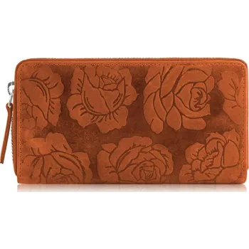 Kabelka Paolo Peruzzi Dámská kožená vintage peněženka s květinami RFID Paolo Peruzzi; oranžová SKL