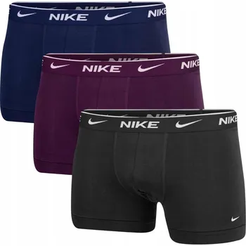 Pánské oblečení NIKE PÁNSKÉ BOXERKY SLIPY TRUNK 3KS ŠEDÉ/FIALOVÉ/TMAVĚ MODRÉ vel. L