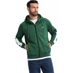 Rozepínací pánská mikina s kapucí lampasy tmavě zelená OM-SSZP-0210 V7 S