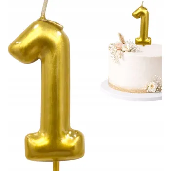 Dortová svíčka Narozeninová svíčka zlatá Číslice 1 GLAMOUR dekorace na dort k 1. narozeninám