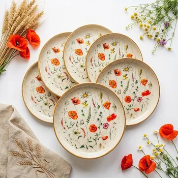 Talíř Dezertní talíř Sokomedica POLNÍ KVĚTY VLČÍ MÁKY 20 cm