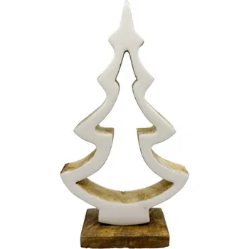 Dekorace dřevo 145x58x267mm,stromek na postavení , přírodní, bílá