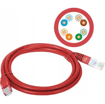 Síťový kabel Patchcord Alantec U/UTP 5e RJ45 / RJ45 3 m červený