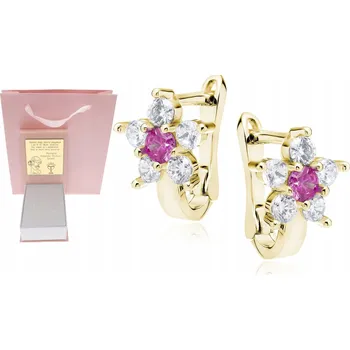 Náušnice Zlaté náušnice s anglickým zapínáním, motiv květiny, SVATÉ PŘIJÍMÁNÍ Křtiny, 1. Narozeniny, GRAVÍROVÁNÍ, stříbro 925