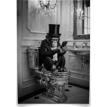 Obraz Plakát Opice v cylindru 20x30 bez rámu 20 x 30 cm