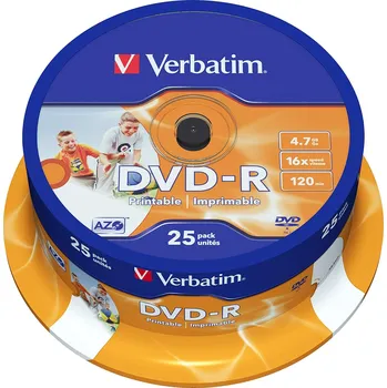 Optické médium Verbatim DVD-R 4,7 GB 16× spindl 25 ks AZO