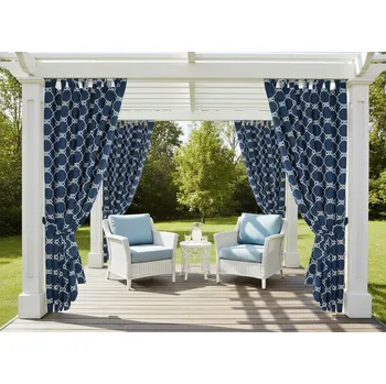 Zahradní stavba Venkovní vzorovaný zahradní závěs s poutky RIBAT 155x200 cm (cena za 1 kus) + dárek úvaz MyBestHome Poutka se suchými zipy