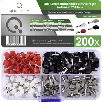 Quadrios 22C483 sada dutinek 0.5 mm², 0.75 mm², 1.0 mm², 1.5 mm² částečná izolace 200 ks