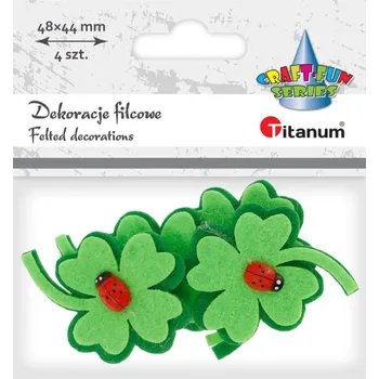 MyCreativ Filcová dekorace, čtyřlístek s beruškou, 44x52mm, 4ks/bal.