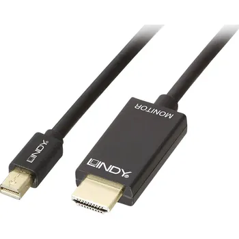 Audio kabel LINDY Mini-DisplayPort / HDMI kabelový adaptér Mini DisplayPort konektory, Zástrčka HDMI-A 3.00 m černá 36928 Kabel DisplayPort