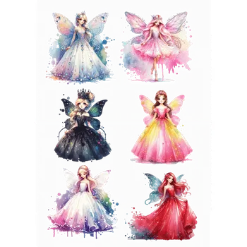 Jedlá dekorace na dort Jedlý tisk – Kouzelné vílí princezny: Sada 6 postav A4 Jedlý papír