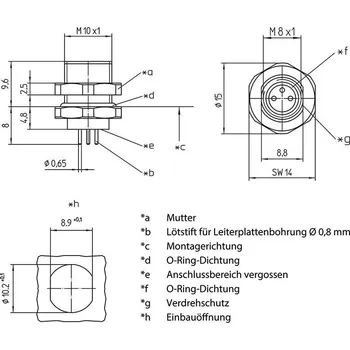 Lutronic 0821 04 T10CP vestavný zástrčkový konektor pro senzory - aktory, 1221, piny: 4, 1 ks