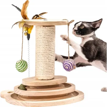 ŠKRABADLO PRO KOČKY HRAČKA VĚŽ 4V1 MÍČKY KULIČKY PÍRKO SLOUPEK NA ŠKRÁBÁNÍ