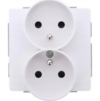 Elektrická zásuvka DECO Dvojitá zásuvka s uzemněním 2x(2P+Z) bílá matná 25DGPRSO-2zp