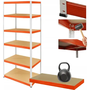 Dílenský regál Kovový regál skladový stojan HELIOS 213x110x35cm, 6 polic, nosnost 175kg/police, kombinovatelný