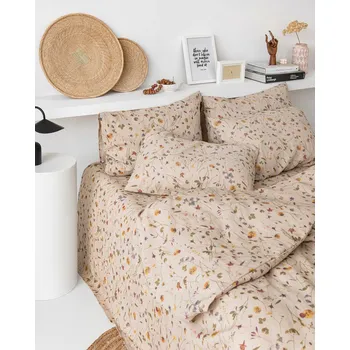 Povlečení Magic Linen Sada povlečení na peřinu s botanickým potiskem z lnu (3 ks) Velikost: 140x200, 70x50