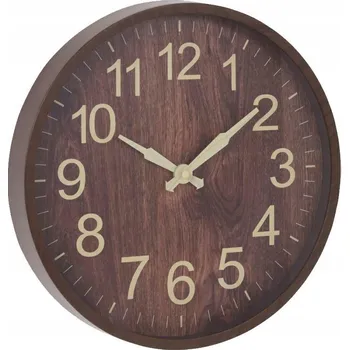 Hodiny Nástěnné hodiny imitace dřeva 30 cm hnědé Hodiny kulatý, závěsné v moderním