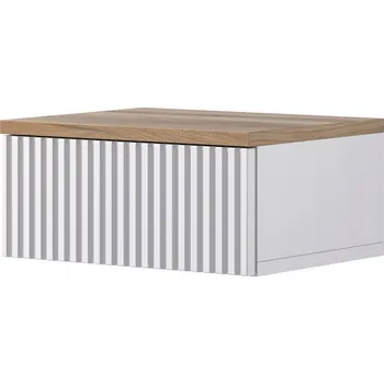 Noční stolek NOČNÍ STOLEK ZÁVĚSNÝ DO LOŽNICE BÍLÝ S DRÁŽKOVANÝM ČELEM