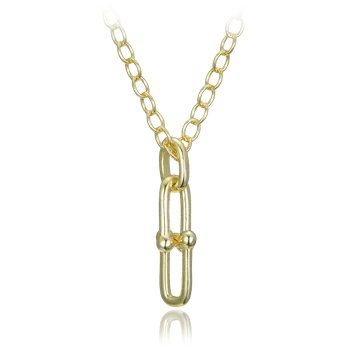 Náhrdelník Moonlit Stříbrný moderní náhrdelník oválné články pozlacený