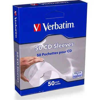 Obálka Verbatim papírová obálka na CD/DVD s okénkem lepící bílá 50 ks