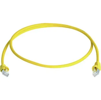Datový kabel Telegärtner 100008032 RJ45 síťové kabely, propojovací kabely CAT 6A S/FTP 0.25 m žlutá samozhášecí, s ochranou, párové stínění, dvoužilový stíněný, bez