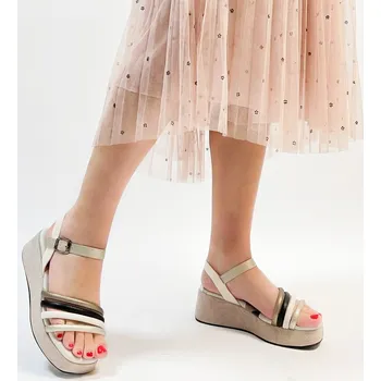 Dámské sandále Dámské přírodní páskové sandály na klínku Anekke Sophia Velikost: 38