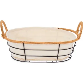 Odpadkový koš Drátěný košík HELPER s látkovou vložkou černý/hnědý