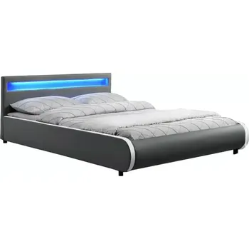 Ložnice Postel DULCEA s RGB LED osvětlením 180x200 - šedá - SLEVA 3% s kodem radost25