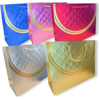 Dárková taška Dárková taška „Modrá, zlatá, červená, stříbrná, růžová“, 32×26?cm