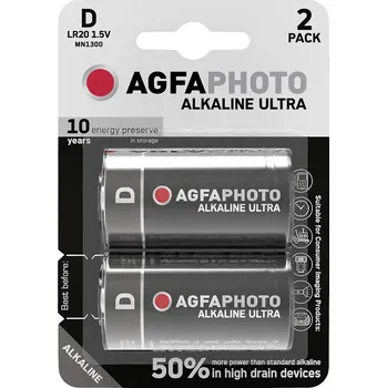 Článková baterie AgfaPhoto Ultra LR20 baterie velké mono D alkalicko-manganová 1.5 V 2 ks