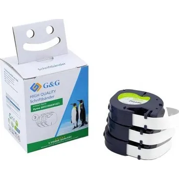 Kotouček do pokladny a tiskárny štítků páska do štítkovače sada 3 ks G a G BM-D-G-91221-3 kompatibilní náhradní DYMO 91221 Barva pásky: bílá Barva písma: černá 12 mm 4 m
