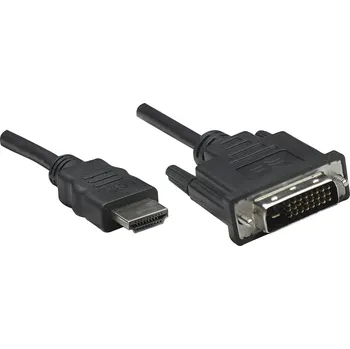 Audio kabel Manhattan HDMI / DVI kabelový adaptér Zástrčka HDMI-A, DVI-D 24 plus 1pol. Zástrčka 1.00 m černá 322782 HDMI kabel