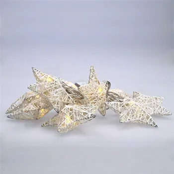 Dekorativní svítidlo Solight LED řetěz vánoční hvězdy bílé proplétané, 10LED, 1m, 2x AA, IP20 - 1V203