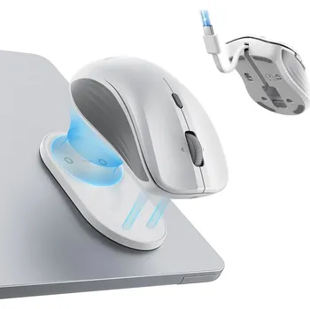 Datový kabel ESR - Bezdrátová myš MagMouse (6H0020301) - magnetický grip, vestavěný kabel Type-C, 800-4800DPI - bílá