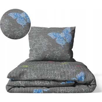 Povlečení Krepové povlečení 140x200 cm + 1 Ks. 70x80 Motýl šedý