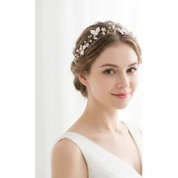 Souprava šperků B-TOP Elegantní květinová ozdoba do vlasů s květy, perlami a krystaly