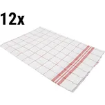 G.Gastro (12 Kusů) Utěrka na sklo z čístého lnu - 65 x 65 cm - červená/ bílá