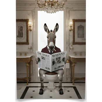 Obraz Plakát Osel s novinami 50x70 bez rámu 50 x 70 cm